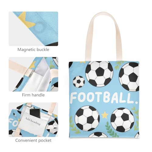 Cartoon Football Canvas Tote Bulk with handles Initial Tote Bags For Women Canvas Reusable Grocery Bags for Coworker Bolsa de lona4