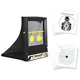 ATFLBOX Softair Ziel Target Kugelfang Zielscheibe inkl. Pendelziel BB Gun Zielfalle Kugelfang mit 50 Papierzielen