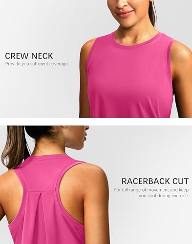 Image of Women's Workout Tops Racerback Athletic Tank Tops Sleeveless Loose Fit Yoga Running Gym Shirts for Women