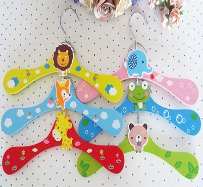 12 perchas de madera de animales de dibujos animados para niños, perchas de ropa de bebé en 6 estilos divertidos, duraderas y adorables para armario infantil al por mayor