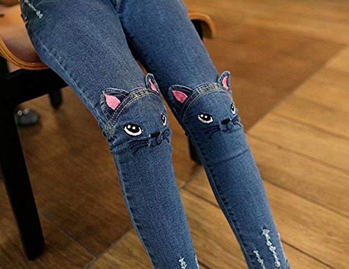 Girls Cute Cat Jeans Pants, 2-10 Years3