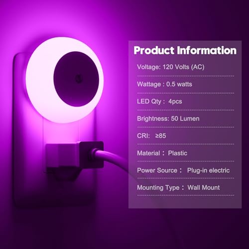 Image of fesnne Night Light, Night Lights Plug into Wall, Dusk to Dawn Sensor, Pink Led Night Light 0.5W, 8 Pack Nightlight for Adults, Bedroom, Bathroom, Hallway, Kitchen