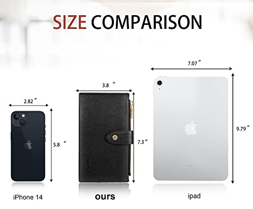 Travelambo Womens Wallet Rfid Blocking Bifold Multi Card Case Wallet With Zipper Pocket Crosshatch (Black 4001) #TOP5