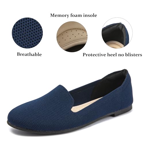 Image of Veittes Women's Wide Width Flats Shoes,Comfortable Breathable Casual Slip on Round-Toe Knitted Dressy Ballet Flats
