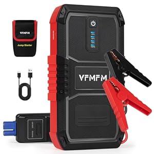 VFMFM Jump Starter Power Pack 3000A, Car Battery Booster Jump Starter (up to 6.0L Gas/6.0L Diesel), 12V Portable Car Starter with USB Quick Charge LED Light