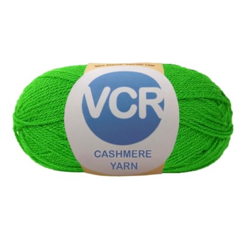 Image of VCR Lime Green Cashmere Knitting Yarn, 100 Grams Hank, 265 Meters Length, Acrylic 75% and Nylon 25%, Soft Crosia Thread for Crochet and Knitting, Suitable for Sweaters, Pullovers and Jackets