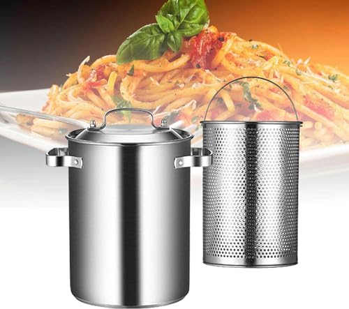 AYCDL Pasta Cooker Pot, 304 Stainless Steel Asparagus Steamer Cooker with Removable Basket, Home Kitchen Commercial Cooking Tool