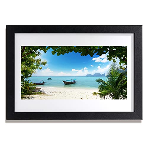 Affiche avec cadre paysage de bateau de mer déco murale chambre et cuisine MDF 30x20