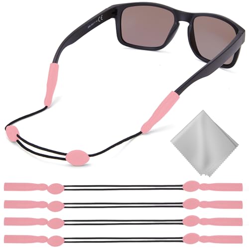 Image of Buyisgle Eye Glasses Holder Strap - Adjustable Sunglasses Straps Cords for Men Women - Eyeglass Holders Around Neck - Eyewear String Lanyard Retainer -4PCS(14in Pink