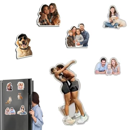 Personalized Photo Fridge Magnet, Custom Family Photo Magnet Gift,Personalized Acrylic Fridge Magnets,HD Colors Fade-Resistant,Custom Dog Cat Family Image Acrylic Refrigerator Magnets (2.3 in)