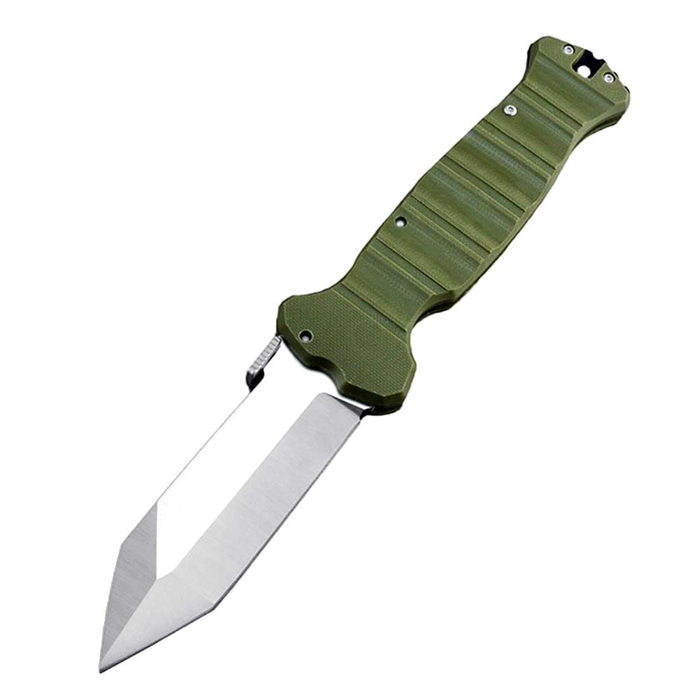 Klappmesser 9.45" robust taschenmesser aus edelstahl & G10 grün, CTS-XHP stahl klinge messer, Outdoor Edc Messer Survival Jagdmesser, tragbare campingmesser, Scharfes Einhandmesser tanto clip, groß