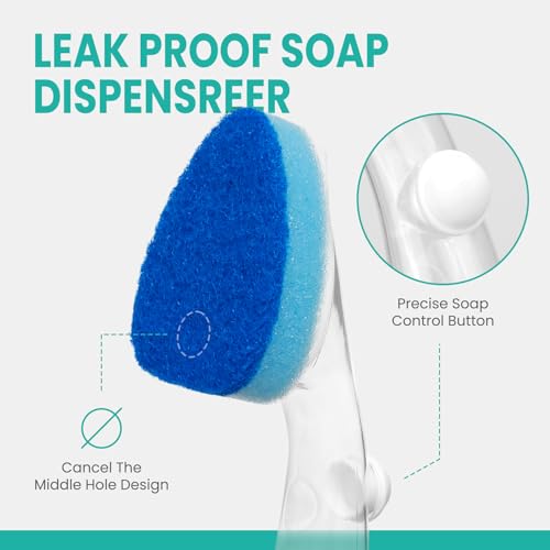 HELIME Heavy Duty Dish Wand Refills Kit with Handle, 6 Non Scratch Dishwand Refill Pack, Replacement Sponge Heads Set,Dishwashing Scrub Brush,Soap Control Dispenser Scrubbers, Dishwasher Cleaning Tool - Thumbnail 2