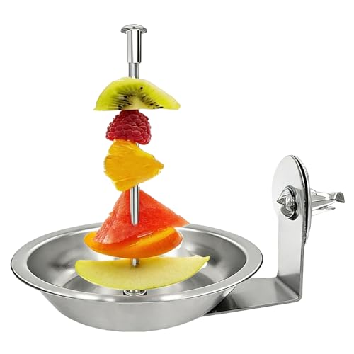 Bird Feeder - Parrot Cage Bowl Skewer Holder | Dish For Budgies Cockatiels Conures | Secure Treat And Fresh Food Container Stand