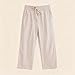 wodceeke Girls Capri Casual Pants Summer Cotton Linen High Elastic Waisted Straight Leg Stripes Sweatpants Orange