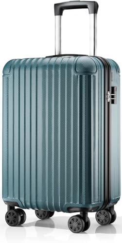 ABISTAB Handgepäck Koffer 55x35x23cm, Hartschalen Reisekoffer klein, leicht Koffer Trolley mit 4 Rollen & Zahlenschloss, Dunkelgrün