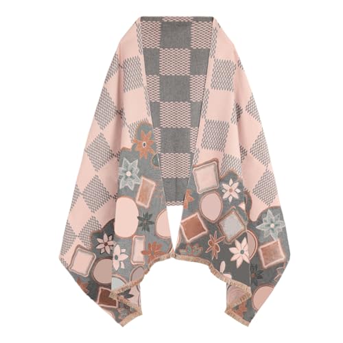 Relang Scarfs for Women Pashmina Silky Shawl Wrap for Evening Dressing Blanket Open Front Poncho Cape Ash Powder