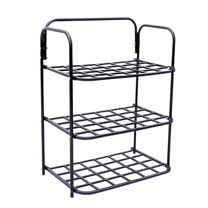 Image of eumqestoer Shoes Rack Durable Plastic & Metal Shoe Rack - 3-Tier Stackable Organizer for Home, Closet & Entryway, Holds Up to 9 Pairs of Shoes, Easy Assembly, Space-Saving Design (3 Layer)