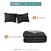 Comfort Spaces Vixie Reversible Comforter Set - Trendy Casual Geometric Quilted Cover, All Season Down Alternative Cozy Bedding, Matching Sham, Black/Gray, King 3 piece