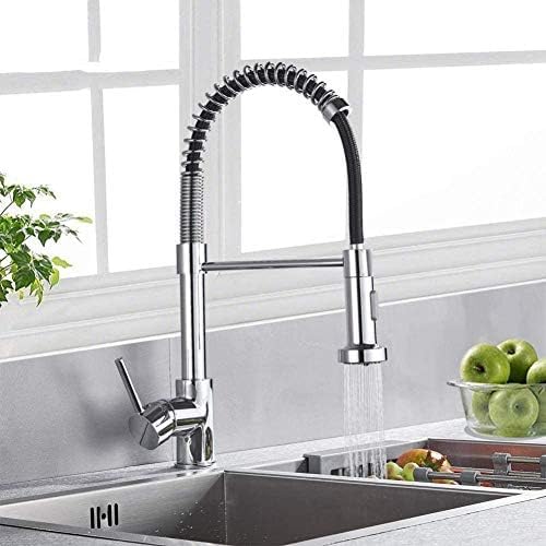 Robinets en laiton chromé pour éviers de cuisine avec douchette et grue d'eau chaude et froide