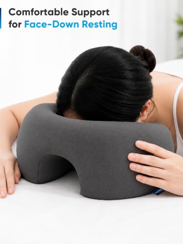 Image of FOVERA Face Down Pillow for Massage Table & Bed, Prone Face Pillow for Stomach Sleeping, Cushion for Post Eye Surgery Recovery, Soft & Comfortable, Removable Washable Cover