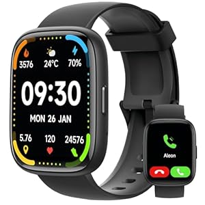 MILOUZ Smart Watch for Men Women(Answer/Make Calls),Alexa Built-in,1.83″ HD Touch Screen Fitness Watch, Heart Rate/SpO2/Sleep Monitor IP68 Waterproof 100 Sports Modes Smartwatch for Android iOS(Black)