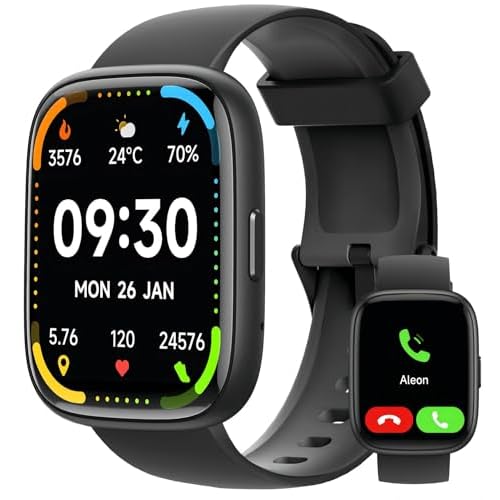 MILOUZ Smart Watch for Men Women(Answer/Make Calls),Alexa Built-in,1.83″ HD Touch Screen Fitness Watch, Heart Rate/SpO2/Sleep Monitor IP68 Waterproof 100 Sports Modes Smartwatch for Android iOS(Black)