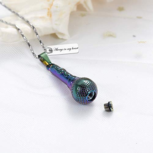 Yinplsmemory Microphone Urn Necklace For Ashes For Women Men Cremation Jewelry Music Charm Memorial Ashes Keepsake Jewelry For Loved One #TOP3