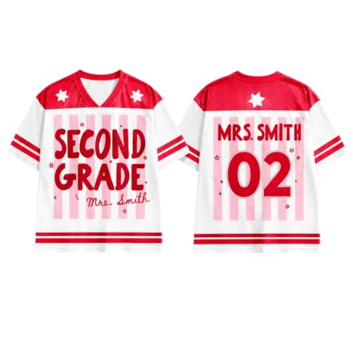 Custom School Spirit Jersey, Custom Grade Teacher Jersey, Back to School Baseball Tee Multi miniatura 3