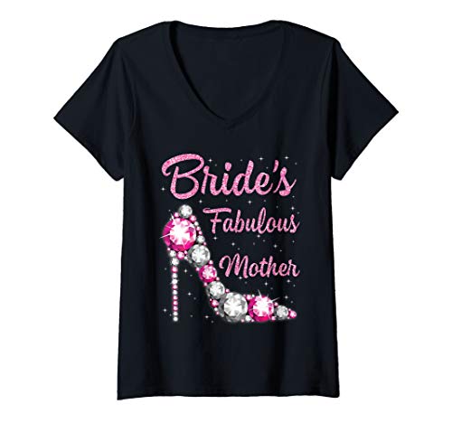 Womens Mother's Fabulous Bride Happy Wedding Married Day Vintage V-Neck T-Shirt