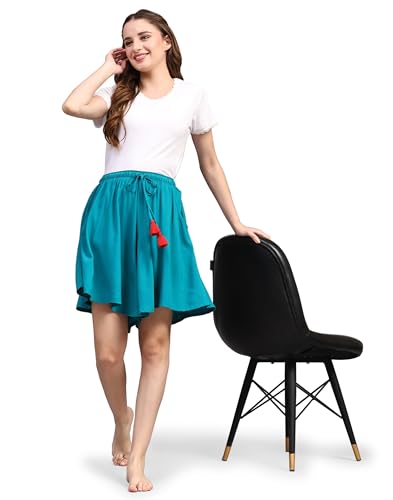 Image of B STORIES Women's Ultra-Soft Printed 100% Viscose Culotte Shorts | Soft Casual High Waist Lounge Shorts | Girls Ladies Stylish Quirky Casual Summer Beach Bottoms (S-XXL)