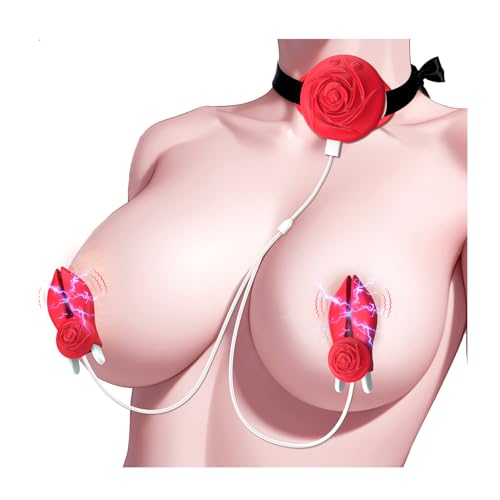 Nipple Toys Women Sex Toys - ACUMUM Rose Toy for Women Vibrating Nipple Clamps Electric Shock Nipple Vibrator BDSM Toys with 10 Modes Silicone Wearable Vibrator Nipple Toy Adult Sex Toy for Women