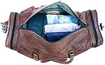 Komal's Passion Leather 21 Inch Square Duffel Travel Gym Sports Overnight Weekend Leather Bag