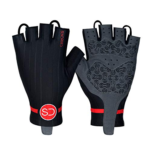 Sundried Pro rembourré Gants Cycle Fingerless Vélo VTT Route pour Hommes et Femmes Cyclisme Accessoires (Noir, XL)