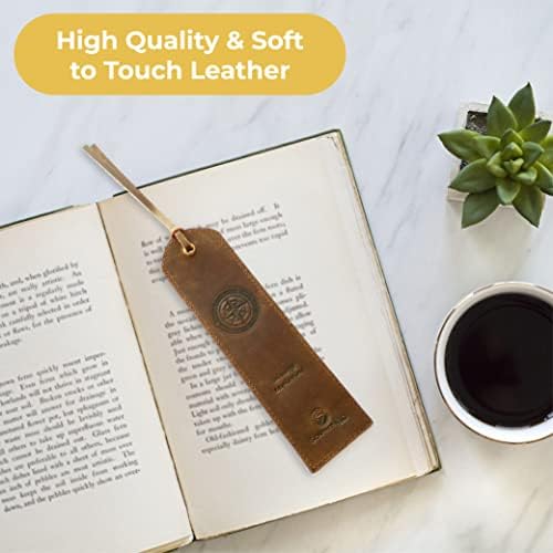 Leather Bookmark Handmade with Compass Design - Pack of 2 Genuine Leather Book Marks - Perfect Bookmarks for Men Women and Kids | Great Idea for Leather Gifts for Bookworms Writers Relatives & Friends