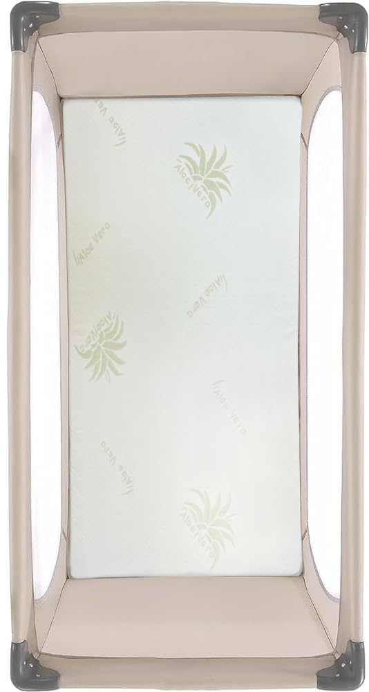 Kiby® Colchón Cuna de Viaje 120 x 60 cm Altura 7 cm (Certificado Oeko-Tex® & CERTIPUR™) con Aloe Vera, Plegable