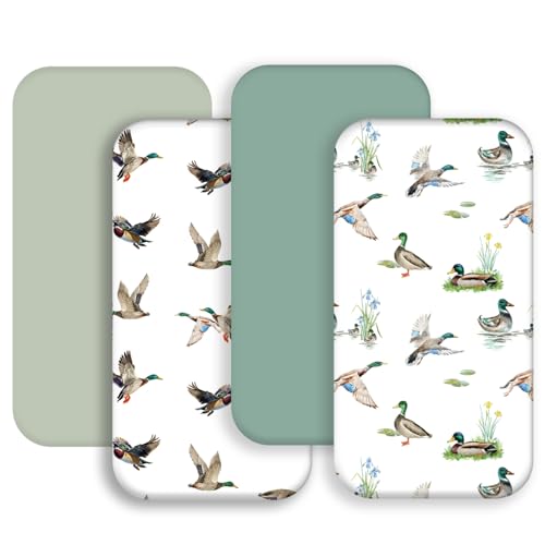Image of 4 Pack Mallard Duck Baby Bassinet Sheets Neutral Unisex Breathable Fitted Nursery Sheets for Baby Girl or Boys (Bassinet Sheet)