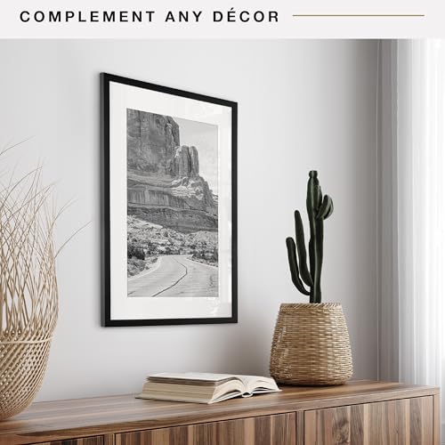 Image of MCS Everline Poster Frame, 16x22 Matted to 12x18, Black