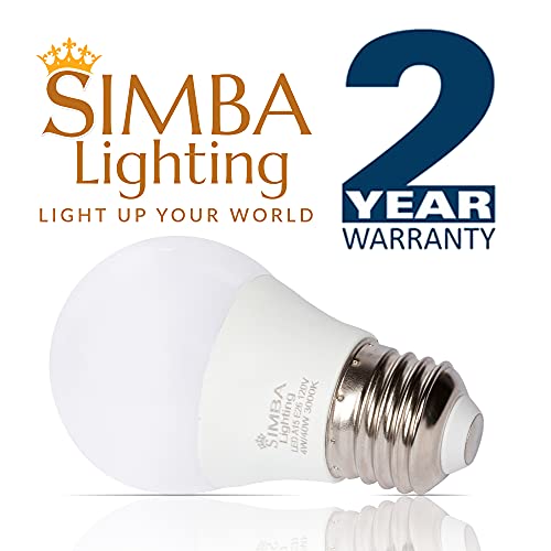 Simba Lighting Led A15 Refrigerator Light Bulbs (4-Pack) 4W 40W Replacement Small For Appliances, Freezers, Ceiling Fans, 120V, E26 Standard Medium Base, Frosted Cover, Not Dimmable, 3000K Soft White #TOP6