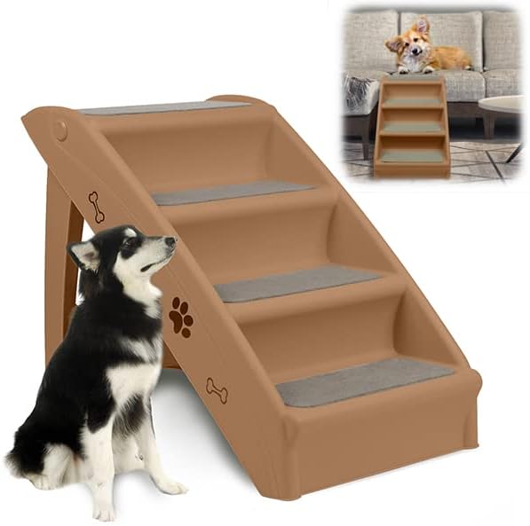 LILIIN Hundetreppe 4 Stufen - Klappbar Bis 75kg Für Bett & Couch 49x39x61cm
