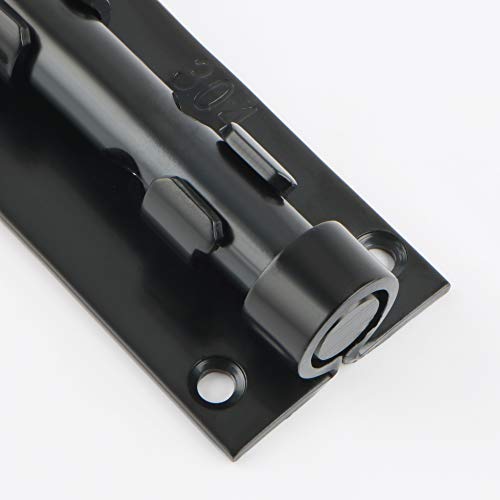 Alise Slide Bolt Latch Safety Door Gate Latches Lock With Padlock Hole,Heavy Duty Solid Stainless Steel Black Finish #TOP5