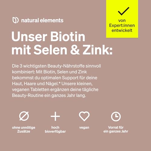 natural-elements-Biotin-Selen-Zink-fuer-Haut-Haare-Naegel-365-vegane-Tabletten-Ohne-Magnesiumstearat-laborgeprueft - sparfuchs24.io – Top Angebote, Tests & Preisvergleiche
