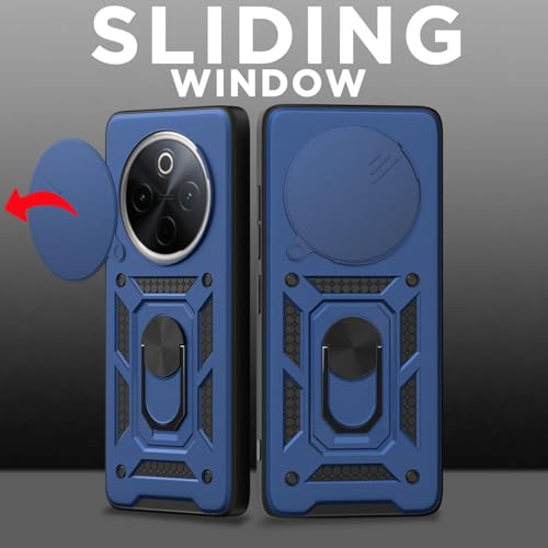 Image of Luxe Back Cover for Vivo T4 5G / iQOO Z10 5G | D10 Tough Armor Case | Sliding Camera Shield | 360 Protection | Kickstand Holder