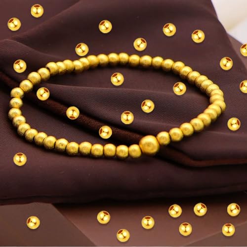 CANIPHA 600Pcs 18K Gold Filled Beads, Round Brass Beads for Jewelry Making Gold Charms, DIY Beading & Jewelry Making (2MM - Image 4