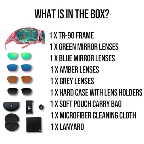Image of Fishing Glasses Pro Kit | Polarized Sunglasses with 4 Lenses, TR-90 Frame, Eye Protection for Offshore & Shallow Water - 1 Pc