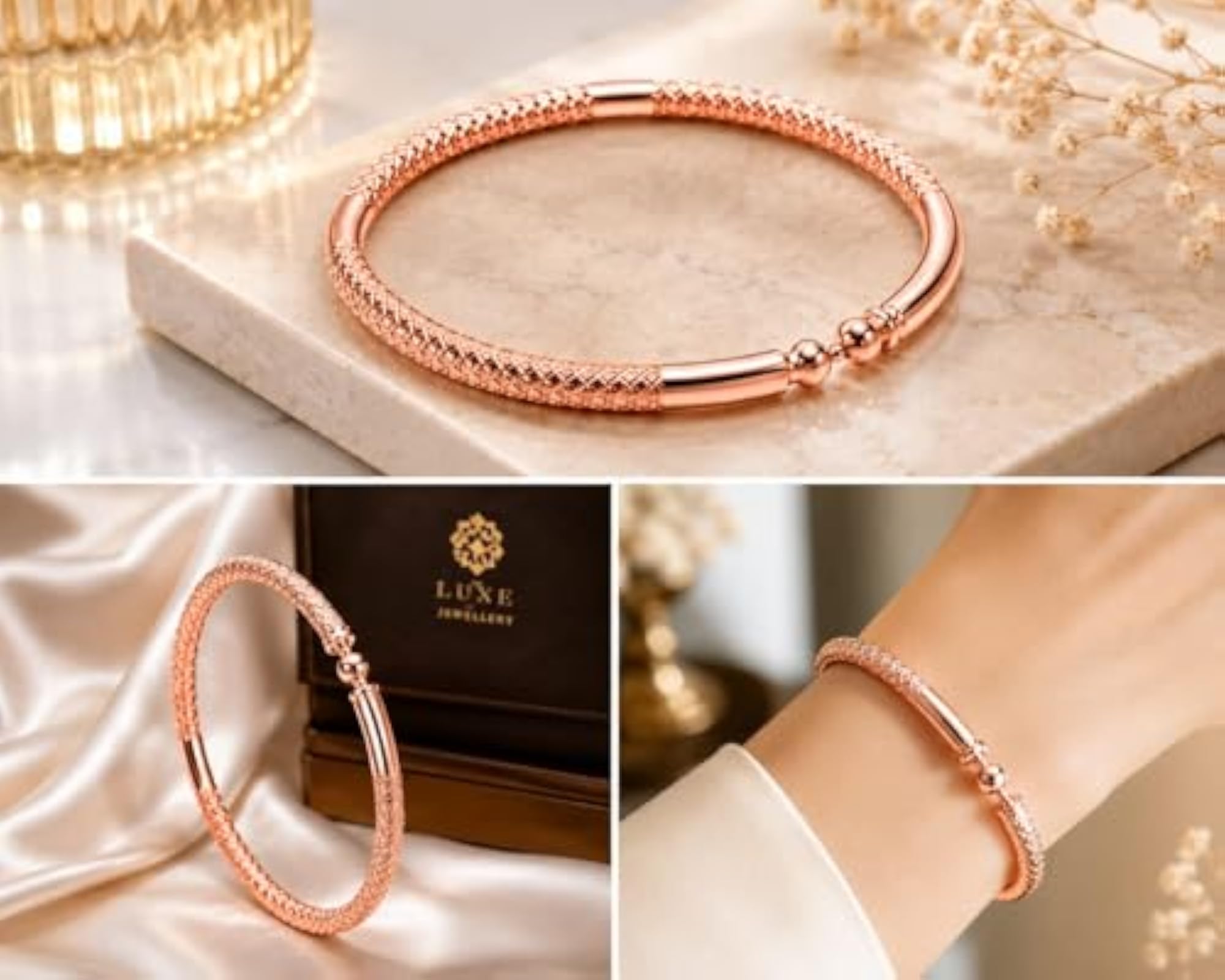 Kashi Pure Copper Adjustable Bangle Bracelet for Men & Women