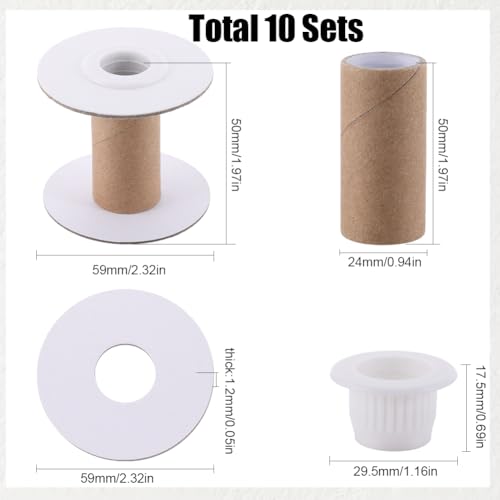SUNNYCLUE 10 Sets Paper Sewing Spools Paper Ribbon Spool Bulk Unfinished White Empty Wire Weaving Textile Rope Roll Crochet Cords Lace Line Strings Organizer Thread Bobbin for Embroidery Art DIY Craft - Image 2