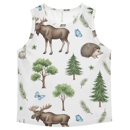 J JOYSAY Moose Rabbit Hedgehog Boys Tank Top Sleeveless Muscle Shirts Quick Dry Active Sport Workout Kids T-Shirts 3-15T