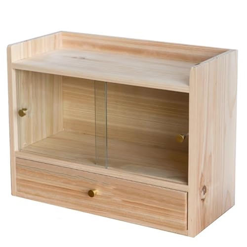 LLXYYD Armario Vintage para encimera de Cocina, con Puerta corredera, taquillas de Madera de Dos Niveles, Ideal para Cocina, Dormitorio y baño.(Style A)