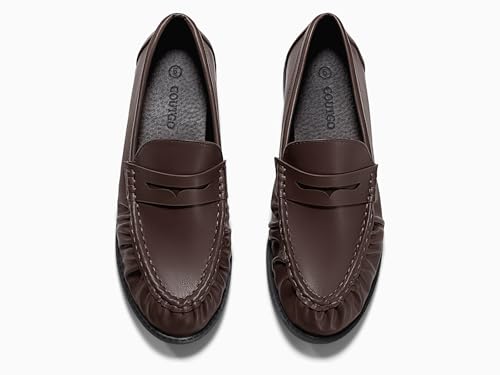 Image of Coutgo Penny Loafers for Women Comfortable Slip on Shoes Collapsible Heel Closed Toe Dressy Casual Work Flats