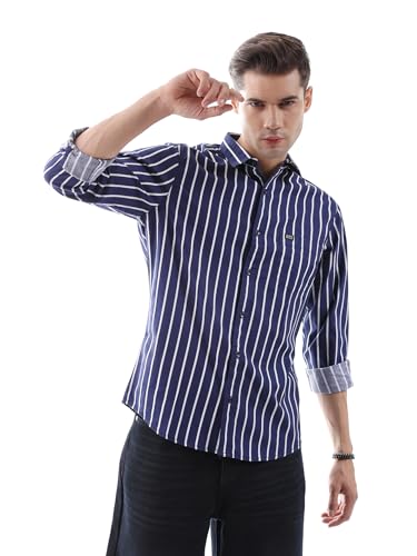 Image of The Indian Garage Co Brown Slim Fit Striped Shirts